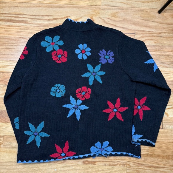 Coldwater Creek Black Cardigan with Colorful Embroidery - Picture 4 of 5